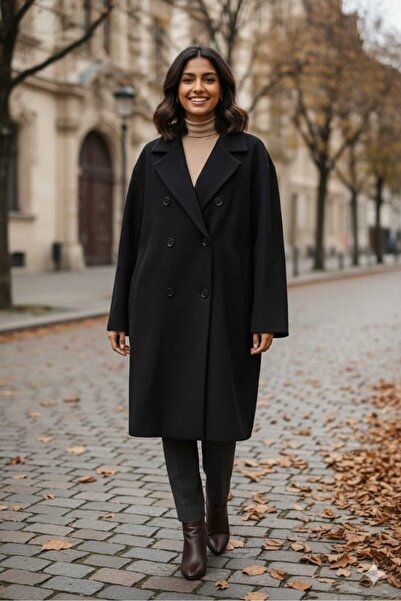 güncüoğlu BATTAL BEDEN KRUVAZA KESİM SİYAH RENK KAŞE KABAN