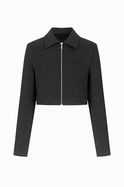 HAKKE Jachetă Crop cu fermoar