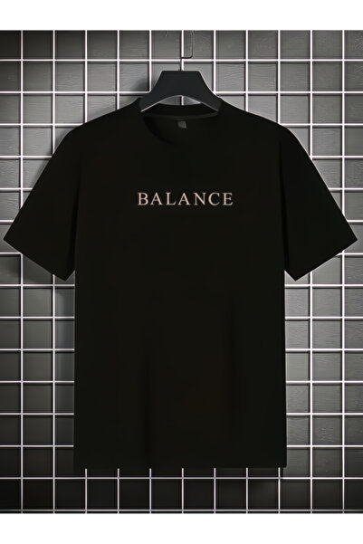 Printiva تي شيرت Zenrova للجنسين قصة فضفاضة BALANCE مطبوع من القطن برقبة دائر...