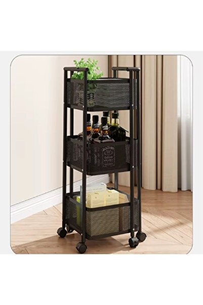 ABAREEK Metal organizing cart with three shelves and wheels. Can be used in the kitchen, bathroom, or any other room for storage.