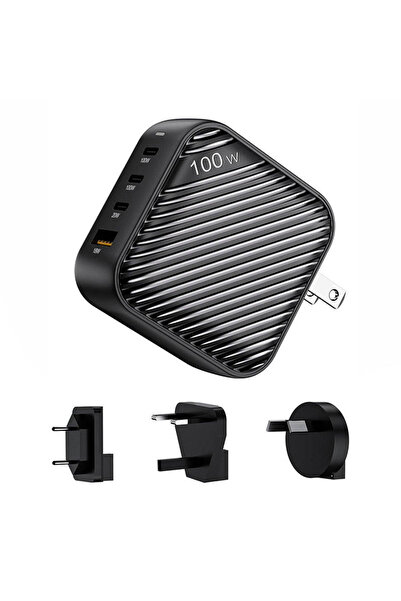 INVZI GanHub încărcător de rețea 3x USB-C + USB, 100W, EU/UK/AU/US (negru)