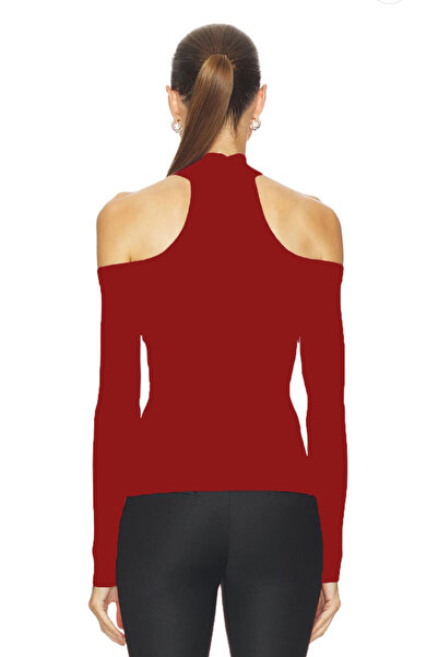 AFR CLOTHES Women's Double Layer Jarse Low Shoulder Bluz