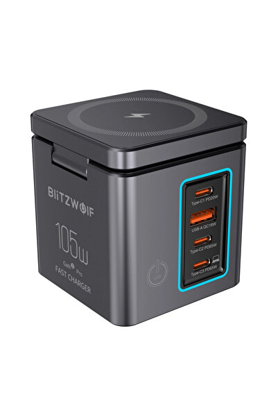 BlitzWolf BW-i113 GaN, USB-A, 3xUSB-C, 105W mains charger