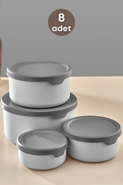 grimorlife 8 Leakproof Round Food Storage Containers 0.45 Lt + 0.80 Lt + 1.5 Lt + 2.5 Lt. Blue