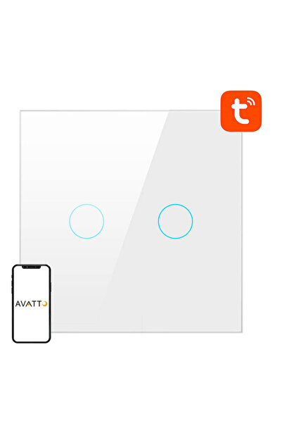 Avatto Διακόπτης αφής WiFi TS02-EU-W2 Διπλός TUYA (λευκός)