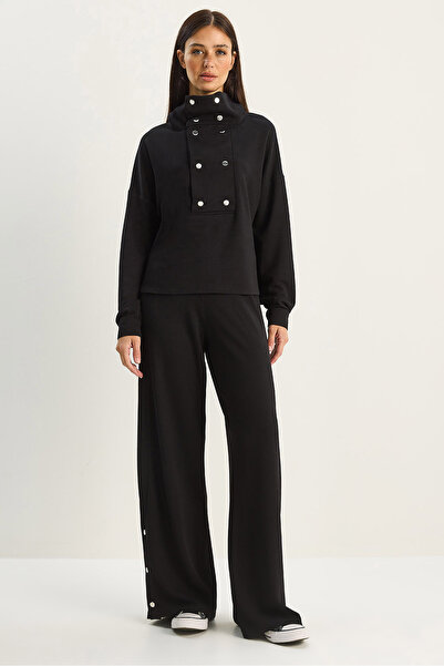 Bianco Lucci Women's Mock Neck Snap Detailed Modal Bottom-Top Set 4046 60283775