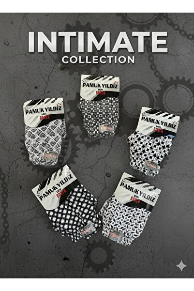 Pamuk Yıldız 5-Pack Patterned Men's Cotton Boxers Comfortable Cut Breathable Fabric