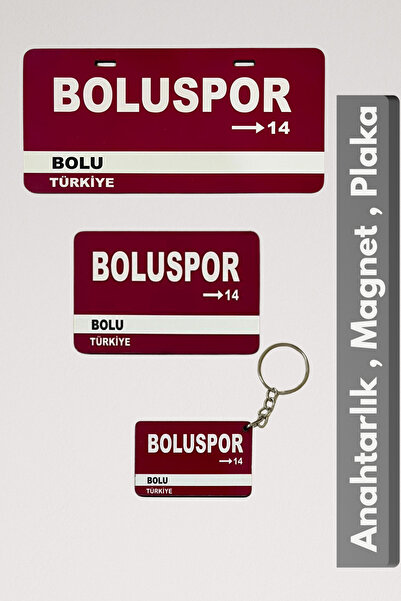 DURUSA "Boluspor" Retro MDF Plaka, Magnet ve Anahtarlık Seti – 3mm MDF, Hediy...