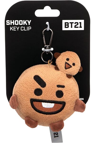 Aurora BT21 Shooky Head Keychain, Polyester, Brown