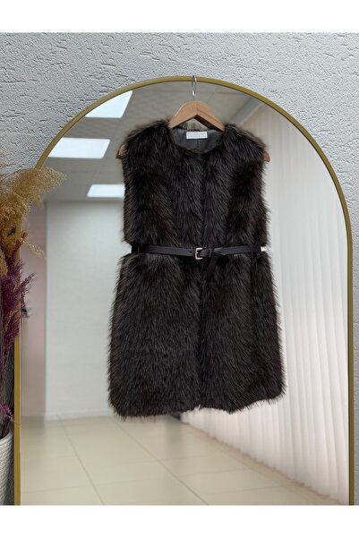 BENAHOLL Almah Lined Feather Belted Vest-En2205 Brown