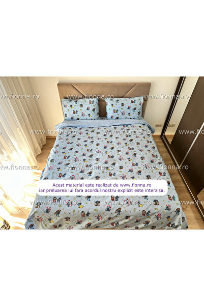FIONNA.RO 100% Cotton Ranforce Double Bed Linen - Stitch and Lilo at the Beach