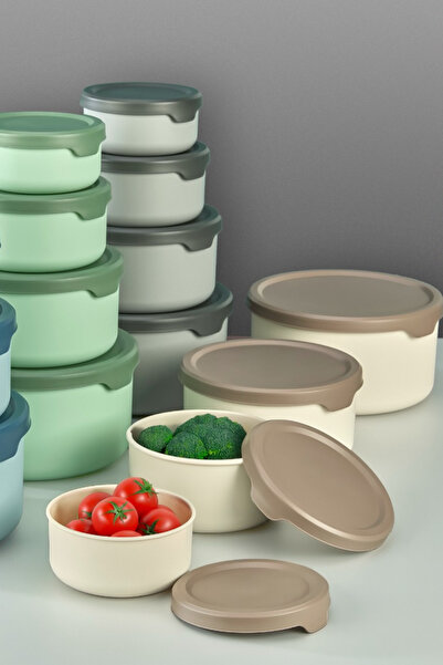 grimorlife 4 Leak-Proof Round Food Storage Containers 0.45 Lt + 0.80 Lt + 1.5 Lt + 2.5 Lt. Blue