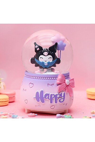 nesever store Kuromi Orta Boy Kar Küresi Işıklı, Müzikli, Mor, 12x8