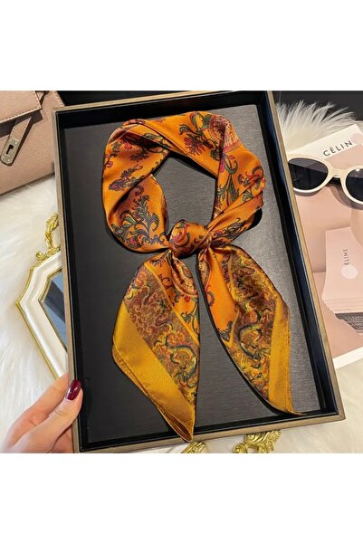 Accessories Hei Yellow Patterned Stylish Silk-Look Women's Accessory Scarf Foulard