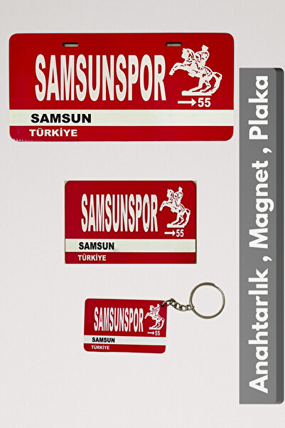 DURUSA "Samsunspor" Retro MDF Plaka, Magnet ve Anahtarlık Seti – 3mm MDF, Hediyelik Taraftar