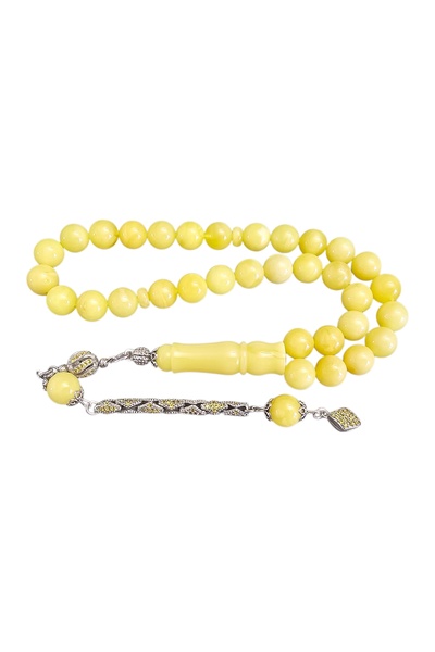 LEBLEBİ TESBİH Gümüş Püsküllü Mat Rus Kaya Damla Kehribar Tesbih Lt1427