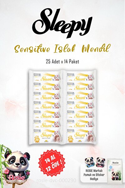 Sleepy 14 AL 12 ÖDE Sensitive Islak Mendil 25'li ve 60'lı ROSIE