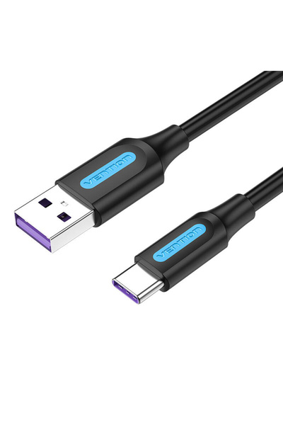 Vention Cablu USB 2.0 A la USB-C CORBI 5A 3m negru PVC