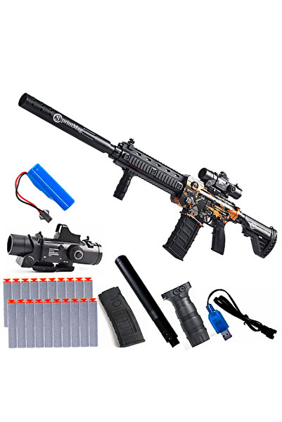 SprintMag Toy Rifle M416 Automatic Realistic Design 20 Soft Bullets Sponge Battery Shock Absorber Scope 95cm