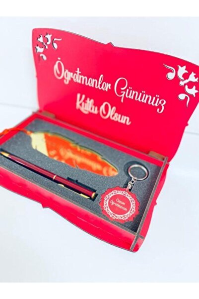 LİNOVERA Wooden Box Pen, Bookmark and Keychain Set Specially Designed for Teacher's Day