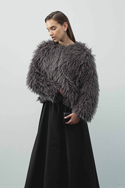 Hooopstore Short Faux Fur Anthracite Jacket