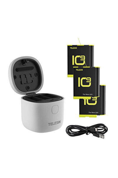 TELESIN Allin Box waterproof three-channel charger + 3 batteries for GoPro Hero 12 / 11 / 1