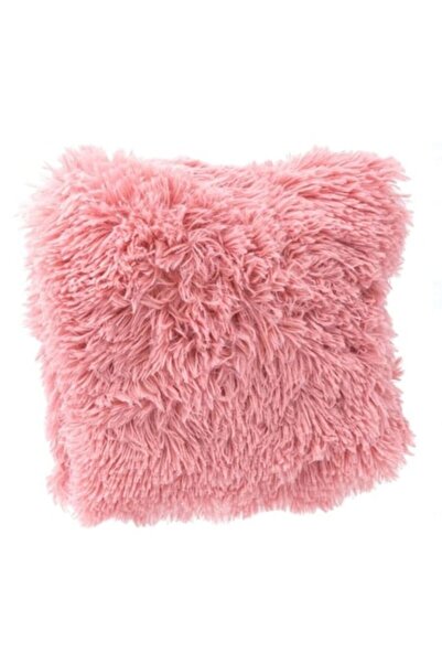 AB HOMES pernă decorativă, blană sintetică cu fir lung, roz, 25x25 cm, cu fer...