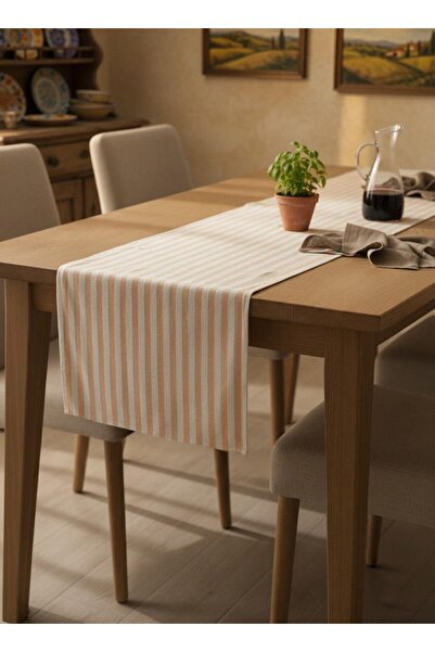 Markaev Natural Striped Cotton Runner 50X150 cm