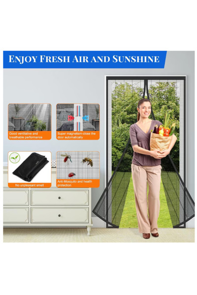 OEM MYCARBON Magnetic Net, 90x210 cm, Fiberglass, Automatic Closure with Strong Magnets, black