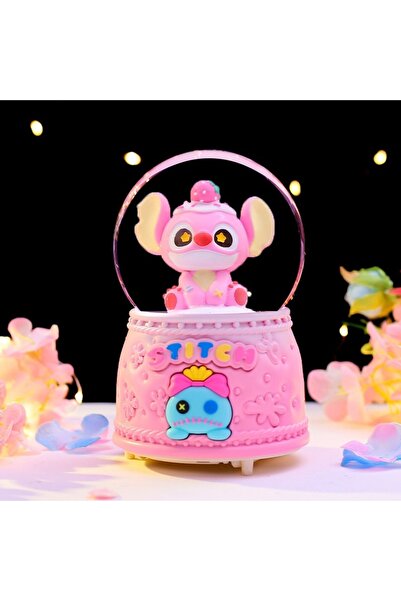 nesever store Stitch Bebek Orta Boy Kar Küresi Işıklı, Müzikli, Mavi, 12x8