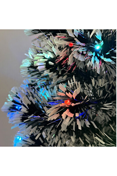 PROCART Artificial Christmas tree, LED and fiber optic lighting, star top, 210 cm