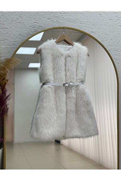 BENAHOLL Almah Lined Feather Belted Vest-En2205 White