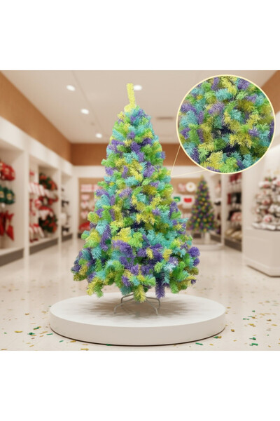 PROCART Multicolored artificial fir tree, 1260 branches, height 180 cm, metal stand included