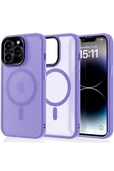 Casey Studios Husa Magsafe iPhone 14 Pro, Incarcare Wireless, Margini Ridicate, Slim, de Protectie, Light Purple