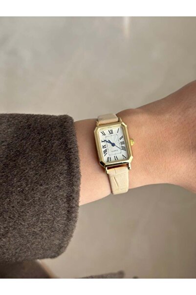 MERW ساعة يد نسائية من سلسلة سوزانا موديل كريمي من الجلد الكلاسيكي