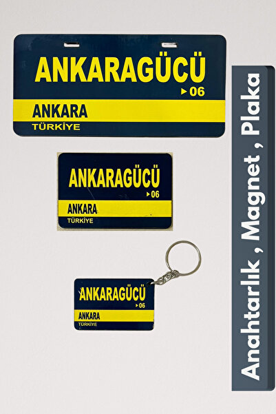 DURUSA "Ankaragücü" Retro MDF Plaka, Magnet ve Anahtarlık Seti – 3mm MDF, Hediyelik Taraftar