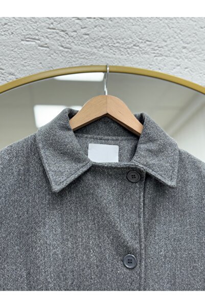 BENAHOLL Aliona Short Coat with Epaulet Sleeves and Batwing Sleeves-Ek687 Anthracite