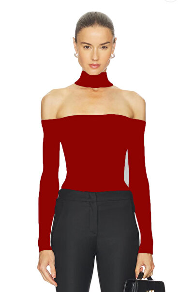 AFR CLOTHES Women's Double Layer Jarse Low Shoulder Bluz