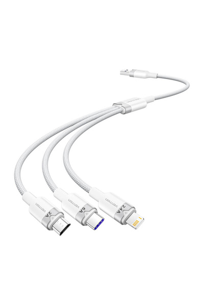 Vention USB 2.0 A to 3-in-1 6A cable CTRWG 1.5M (white)