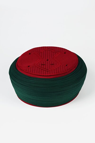 Sarıkhane Prayer Headscarf - Green Fabric - Burgundy Cap - Round Wrap - Nâli ...