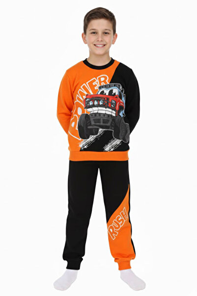 CRASSİ Boy's Tracksuit Set Printed Fleece-Lined Winter