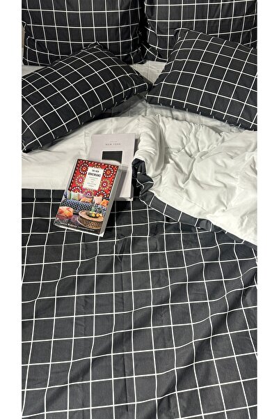 SADEN HOME طقم غطاء لحاف مع ملاءة مطاطية مربعة النقش لسرير مزدوج