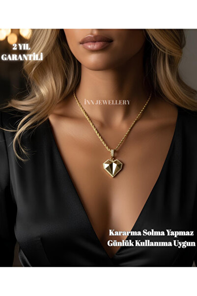 İNN JEWELLERY 316L Steel Necklace Tarnish-Free Antiallergic with Heart Figure (2 Years Importer Warranty)