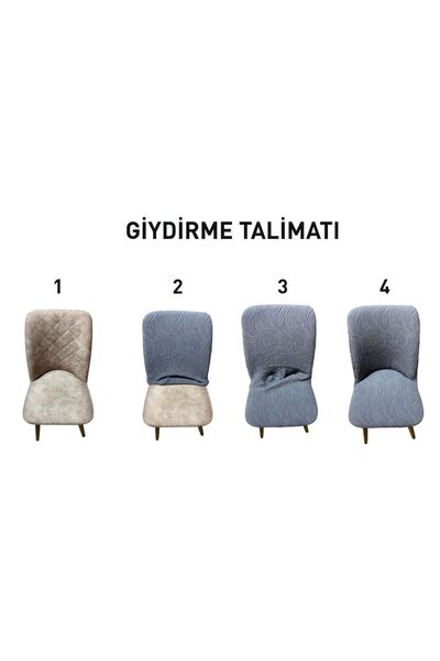 Yellow Home OVAL SANDALYE KILIFI JAKAR 6'LI SET ANTRASİT