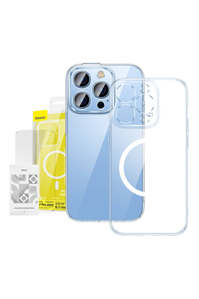 Baseus Crystal transparent magnetic case and tempered glass protection set fo...