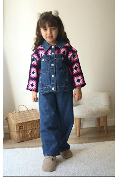Denim örgü ikili takım