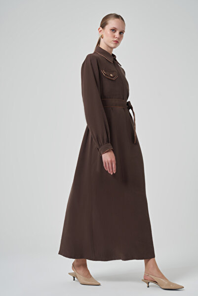 Nuss Pocket Detail Belted Dress 2005 Brown