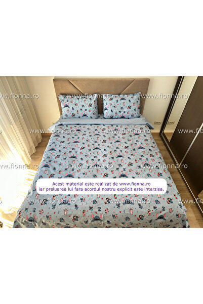 FIONNA.RO 100% Cotton Ranforce Double Bed Linen - Stitch and Lilo at Play