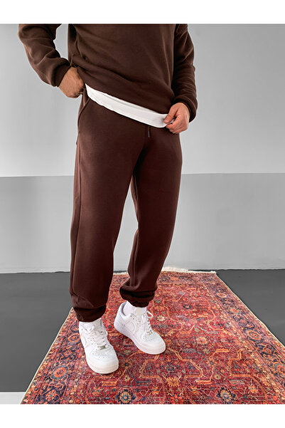 NO1 KONSEPT Καφέ Premium oversized επένδυση fleece Φούτερ με επένδυση fleece κλωστές