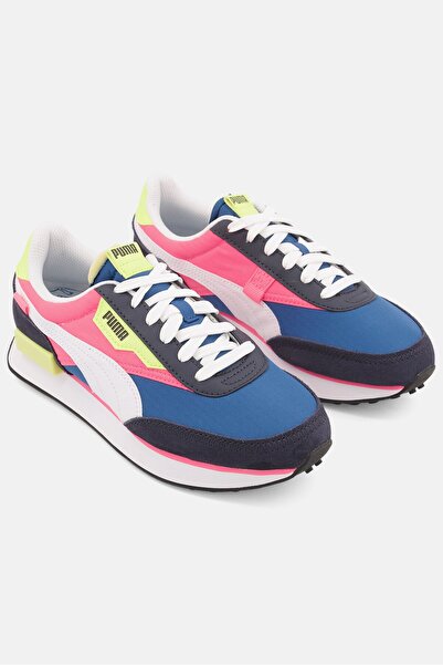 Puma Women Future Rider Play On Lace Up Sports Shoes, Navy/Pink Combo